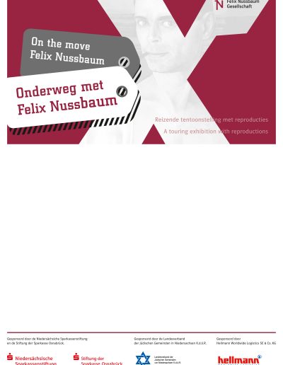 Plakat A1 und Einladung A5 »Die Wanderausstellung ›Unterwegs mit Felix Nussbaum‹ in Haarlem«, Deutsch – Niederlande